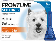 FRONTLINE Spot On Flea & Tick Treatment for Small Dog (2-10kg) 6 Pipettes