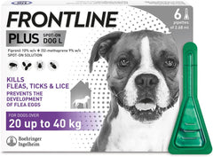 FRONTLINE Plus Flea & Tick Treatment for Large Dogs - 6 Pipettes (20 to 40kg)